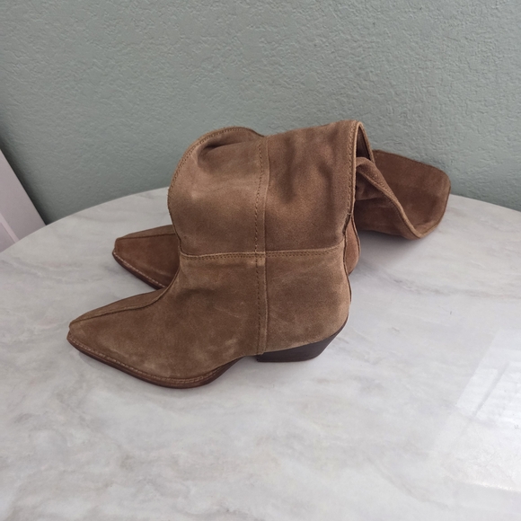 Free People Brown Suede Slouch Heeled Boots - Picture 4 of 10